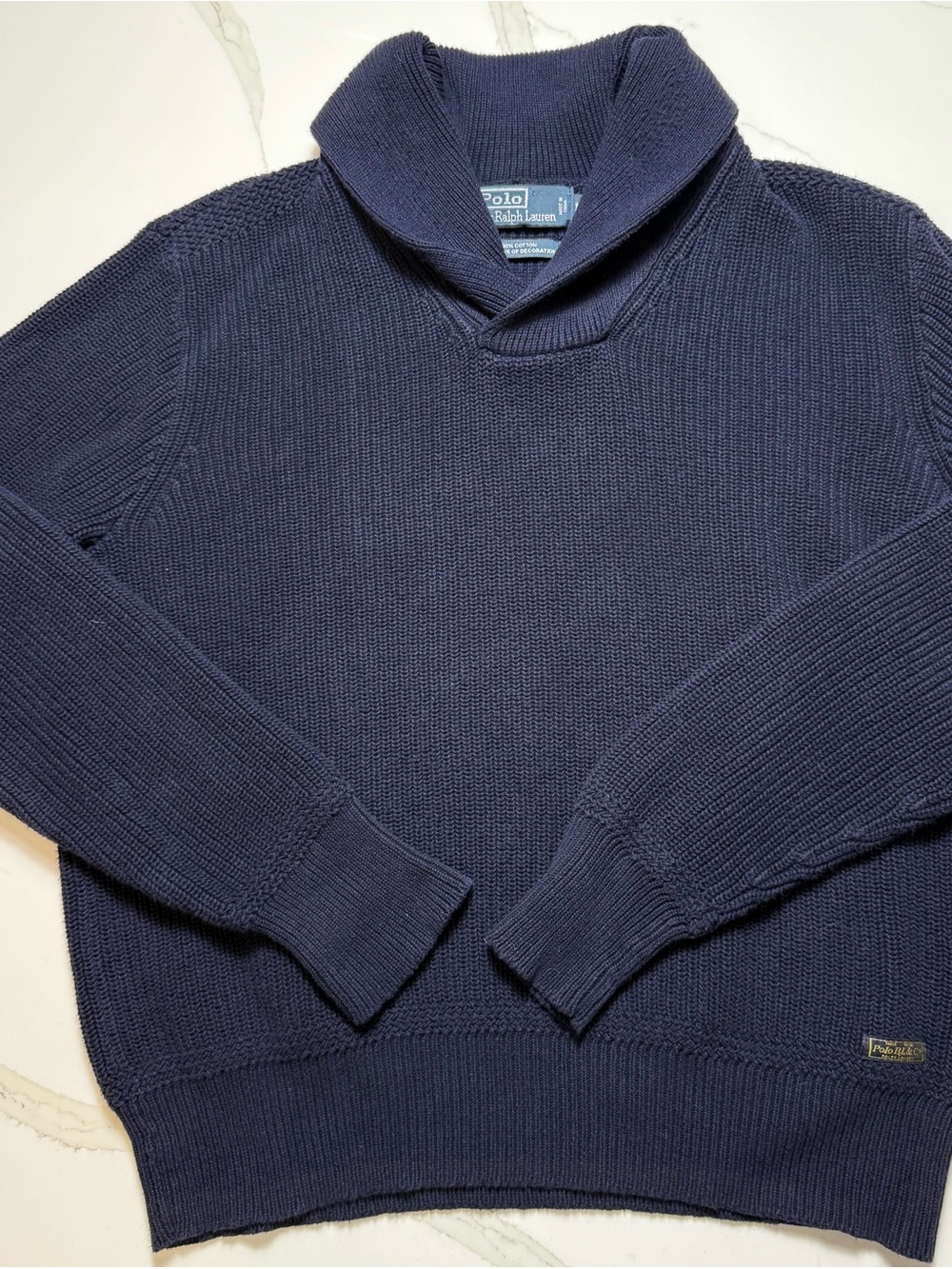 Polo by Ralph Lauren Navy Shawl-Collar Knit Sweater